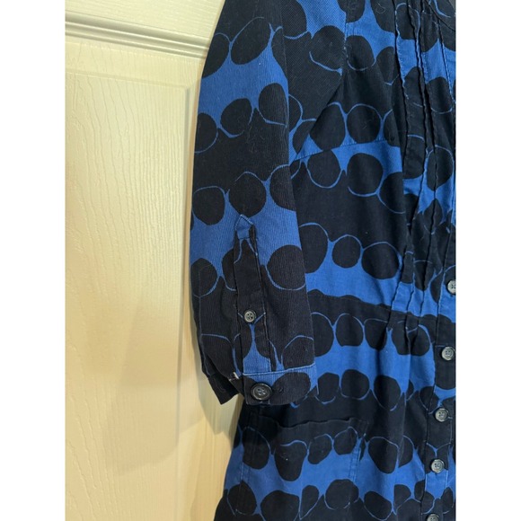 Anthro Boden Womens Blue Button Front Pockets Polka Dot Corduroy Dress - Picture 8 of 8
